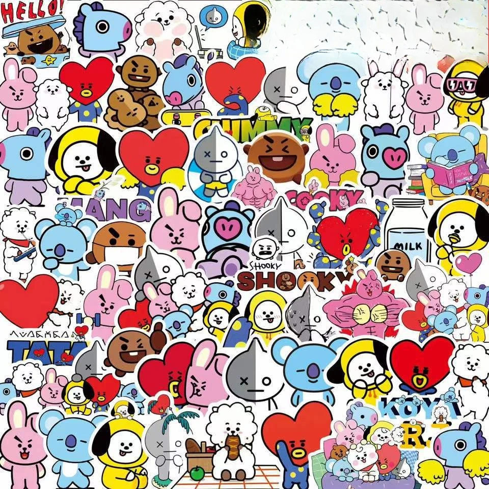 카와이 BT21 스티커 여행가방 노트북 자동차 휴대폰  - Evoker Cosplay Prop 리뷰 및 가격